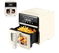 Friteuse à air chaud numérique à écran tactile 5 L multifonctionnelle sans huile et à faible dégagement de fumée pour cuire des ailes de poulet, du pain, des tartelettes aux œufs, rôtir, déshydrater