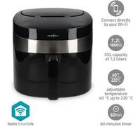 Nedis KAAF180BKW Friteuse à Air Connectée Wi-Fi - 7,2 L - 8 Programmes Prédéfinis - Minuteur 240 min - Commandes Numériques - Noir