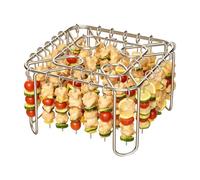 Friteuse à air chaud - Support carré en acier inoxydable - Convient à un | Grille à brochettes en métal pour four et friteuse à air chaud pour viande, poulet, saucisses, extérieur, maison, cuisine