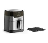 Tefal EY505D Easy Fry & Grill Deluxe Friteuse à air chaud, technologie 2 en 1 (friteuse à air chaud et grill), avec capacité : 4,2 l, 8 programmes automatiques, minuterie, en acier inoxydable