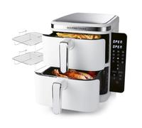 Friteuse à air chaud verticale à double chambre GOURMETmaxx FryUp | friteuse à air chaud verticale | écran tactile rabattable | 32% plus compacte | capacité 2x 5,5 l | friteuse à air chaud 2 chambres