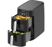 Friteuse à air chaud XXL 10L double zone Airfryer 2700W, Design vertical, 6 programmes, écran tactile LED, Cuisson sans huile