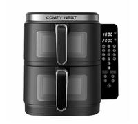 Comfy Nest, Friteuse à air double panier 11L avec 12 programmes de cuisson, Air Fryer, technologie de circulation d'air rapide et écran tactile LED - Taille : 11L, Couleur : Noir
