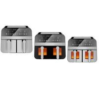 Comfy Nest, CNAFD45WB, Friteuse à air chaud, Air Fryer, numérique double panier 2400W avec fenêtre 9L, cuisson saine et rapide, design moderne, idéale pour toute cuisine - Gris et Noir