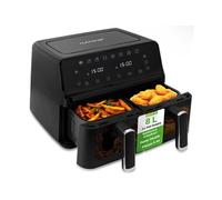 NutriChef Friteuse à Air Double Panier 8,8 L - Sans Huile avec Fenêtre | 9 Programmes Automatiques, Circulation 360°, Capacité 4,4 L par Panier, Couleur Noir