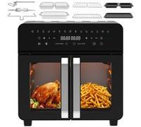 Friteuse à Air Double Zone,Friteuse sans huile, XXL 23L Airfryer, 15 Programmes, Mini-four à double porte de style français, 2200W, 50-200?, Recette,