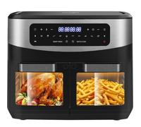 Friteuse à Air Dual Zone 12L - Iceagle - 2200W Air Fryer - Séparateur Amovible - XXL Friteuse Sans Huile - 10 Programmes, Recette