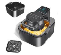 Friteuse à air Easy View avec arrêt automatique, technologie de chauffage rapide 1350 W, 8 préréglages à une touche pour ailes de poulet, frites, steak, panier antiadhésif et lavable au lave-va black