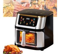 Friteuse À Air en Acier Inoxydable 10 L, Friteuse Sans Huile À Écran Tactile Numérique 1400 W, 8 Préréglages de Cuisson, Minuterie Et Température Réglables, Facile À Nettoyer, pour la Famille visible