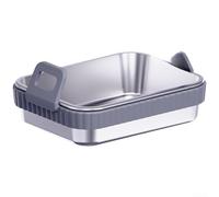 Friteuse à air en acier inoxydable avec couvercle à poignée antidérapante et grille amovible pour rôtir et cuire des tâches de cuisson (noir 2)
