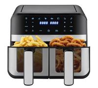 Friteuse à air, grande capacité 9L, écran tactile LED avec fenêtre de visualisation, 8 programmes automatiques, cuisson saine sans huile, idéale pour familles nombreuses (Noir)