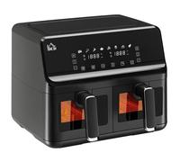 HOMCOM Friteuse à air sans huile air fryer double compartiment 8 L - 2500 W - 8 programmes, écran LED, température réglable, minuterie - noir