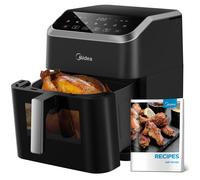 Midea Friteuse à air chaud capacité 7L, technologie HeatXpress, 90% d'huile en moins, économie d'énergie et de temps avec 7 préréglages, fenêtre et lumière faciles à voir, antiadhésive
