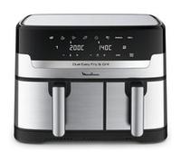 Moulinex Dual Easy Fry EZ905D20 friteuse Double 8,3 L Autonome 2450 W Friteuse d’air chaud Noir, Acier inoxydable
