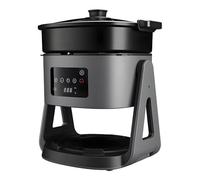 Friteuse à air multifonctionnelle avec élément chauffant en acier inoxydable et cuve en verre épais, idéale pour des repas sains en famille et des aventures en plein air.