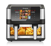 Friteuse à Air sans Huile - 8,5L Simple/Double Panier - 12 Programmes & Fenêtre de Cuisson - Air Fryer Tactile 200°C - Noir