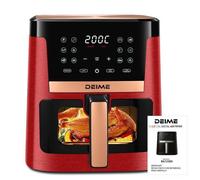 Friteuse à air sans huile - DEIME - Air fryer 7L - 12 programmes - 1800W - Écran Tactile LED - Fenêtre Transparente（Rouge mat）