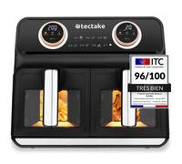 Friteuse à air - TECTAKE - Airfryer SAMURAI avec 2 compartiments et 7 programmes de cuisson 2400W, 37,5 x 39 x 31,5 cm - Noir