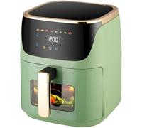 Friteuse à Air Visuelle 6l, Friteuse électrique Smart Frech Fry Entièrement Automatique Multifonctionnelle Domestique, 1500w, Ca Fry, Cuire, Réchauffer Et Déshydrater, Grün, LCD Model