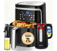 Friteuse à Air XXL 7L 1900 W écran tactile LED 7 programmes sans BPA Cadeau : Bouilloire électrique 1 7 L et livre de recettes.