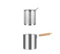 Friteuse à bacs avec panier et couvercle en acier inoxydable 304, friteuse à graisse profonde avec panier filtrant et poignée, petit pot portable pour la cuisson des aliments C