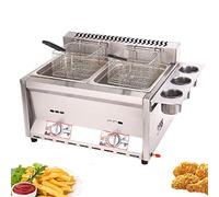 Friteuse à copeaux de gaz friteuse de 16L en acier inoxydable de qualité alimentaire allumage électronique par impulsion antidérapant économie d'énergie facile à nettoyer