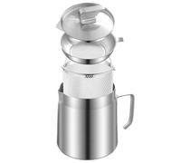 Friteuse à filtre à huile 2 en 1, économiseur de graisse de bacon en acier inoxydable 1, 8 l avec passoire et panier friture, argent