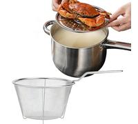 Friteuse à friteuse - Cuisson à long manche avec capacité 1,2 L - Poêle à friteuse en acier inoxydable - Distribution de chaleur à haute efficacité - Équipement de cuisson professionnel | pour