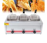 Friteuse À Gaz 10l/20l/30l, Friteuse À Gaz Professionnelle, Friteuse Commerciale En Acier Inoxydable Avec Paniers Friteuse, Pour Cuisine À Domicile Du Restaurant Commercial,Triplecylinder10L+10L+10L