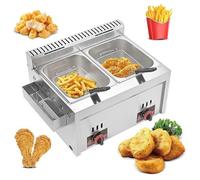 Friteuse À Gaz 16L - Double Réservoir Friteuse À Gaz - Acier inoxydable - Bleu frit*2 - Sécurité - Grande capacité Friteuse