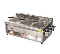 Friteuse à gaz 22L, comptoir en Acier Inoxydable léger Commercial à allumage électronique par Impulsion antidérapant à économie d'énergie Facile à Nettoyer