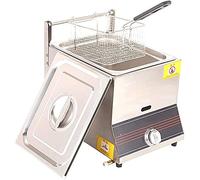 Friteuse à gaz, 6L / 12L Friteuse de cuisine à grande capacité en acier inoxydable commercial, avec contrôle de la température réglable, panier détachable antiadhésif, pieds faciles à nettoyer et anti