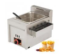 Friteuse à Gaz 8L en Acier Inoxydable avec Panier et Couvercle Puissance de Feu Réglable pour Frites Beignets Poissons
