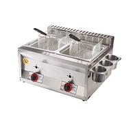 Friteuse à gaz à double cylindre professionnelle, 20L Friteuse à croustilles de poulet en acier inoxydable avec cuillère à panier pour la cuisine commerciale de la maison du restauran