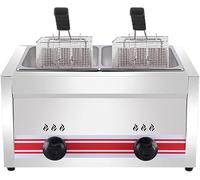 Friteuse à gaz avec panier et couvercle en acier inoxydable, friteuse commerciale pour poisson frit, ailes de poulet, frites, idéale pour la cuisine en plein air, 10 L/20 L/30 L