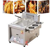 Friteuse à gaz commerciale 10 L/20 L, friteuse française en acier inoxydable avec panier et bac à épices, pour frites, beignets, poissons, facile à nettoyer, double (singletank