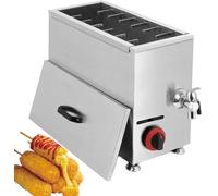 Friteuse à gaz commerciale, 21 L, température réglable automatique pour saucisses, maïs, fromage, hot-dog, idéale pour les restaurants, la restauration