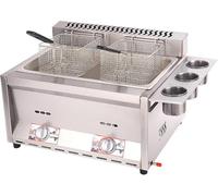 Friteuse à Gaz Commerciale à Double Réservoir De 16l, Friteuse De Cuisine De Comptoir à Gaz Professionnelle De Haute Capacité en Acier Inoxydable pour Restaurant, 16L+2XFryer Basket