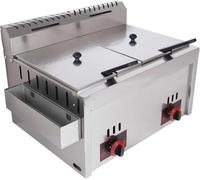 Friteuse à Gaz Commerciale avec Réservoir D’assaisonnement en Acier Inoxydable - Professionnel 10lx2, Cuisson Efficace - Idéal pour Les Restaurateurs Familiaux - Comprend 2 Paniers