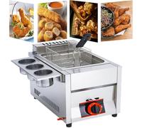 Friteuse à gaz commerciale, comptoir GPL en acier inoxydable, puissance de feu réglable, comprend des paniers et couvercles, idéale pour les frites, beignets, poissons, facile à nettoyer