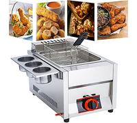 Friteuse à gaz commerciale double avec paniers en acier inoxydable de grande capacité de 22 L - Puissance de feu réglable et facile à nettoyer
