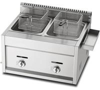 Friteuse à gaz commerciale en acier inoxydable avec deux paniers et couvercle pour une cuisine efficace à la maison et au restaurant