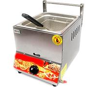 Friteuse à gaz commerciale en acier inoxydable avec panier à friture et couvercle, chauffage rapide, pour plan de travail, friteuse à huile pour restaurant maison pour poulet rôti et frites