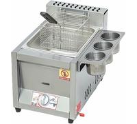 Friteuse à gaz commerciale en acier inoxydable avec puissance de feu réglable - Idéale pour les restaurants et la maison, comprend une cuve d'assaisonnement