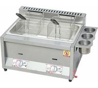 Friteuse à gaz commerciale en acier inoxydable avec puissance de feu réglable - Idéale pour les restaurants et la maison, comprend une cuve d'assaisonnement