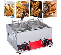 Friteuse à gaz commerciale, en acier inoxydable, grande capacité de 11 L, puissance de feu réglable, facile à nettoyer