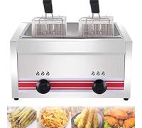 Friteuse à Gaz Commerciale Professionnelle, Friteuse Gpl En Acier Inoxydable, Puissance De Feu Réglable, Friteuse Grande Capacité, Avec Paniers Et Couvercle, Nettoyage Facile,Singlecylinder20l