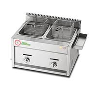 Friteuse à gaz de grande capacité de 20 L en acier inoxydable GPL pour un usage domestique et commercial, puissance de feu réglable, comprend des paniers et des couvercles, idéale pour les frites