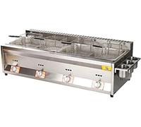 Friteuse à Gaz De Grande Capacité, Friteuse Gpl en Acier Inoxydable pour La Maison Et Le Commerce, Puissance De Feu Réglable, avec Paniers Et Couvercles, pour Frites, Beignets, 8L+8L+8L+8L
