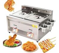 Friteuse à gaz de grande capacité, friteuse GPL en acier inoxydable pour usage domestique et commercial, puissance de feu réglable, avec paniers et couvercles, pour frites, beignets, poissons